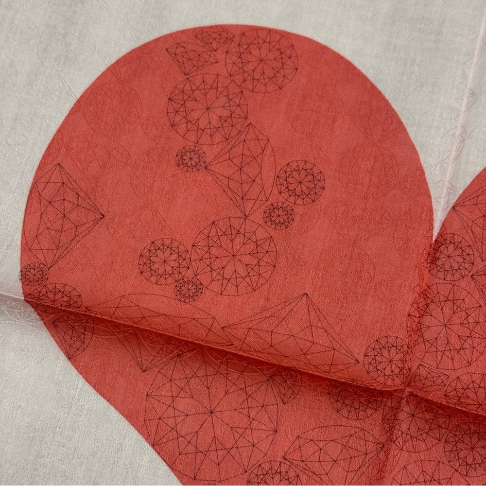 Red Heart Patterned Small Luxury Handkerchief Vin… - image 6